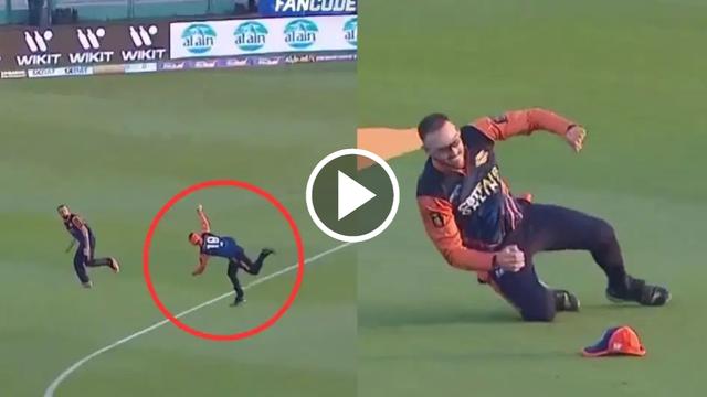 [WATCH] Faf du Plessis' Sensational One-Handed Catch Dismisses Shadab Khan in Abu Dhabi T10 League 2024 Qualifier 2