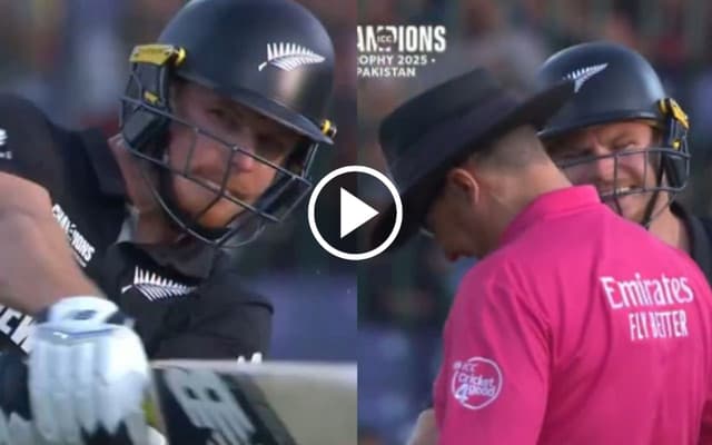 CT 2025 : Glenn Phillips Almost Hits The Umpire During New Zealand vs Pakistan Match [Watch]