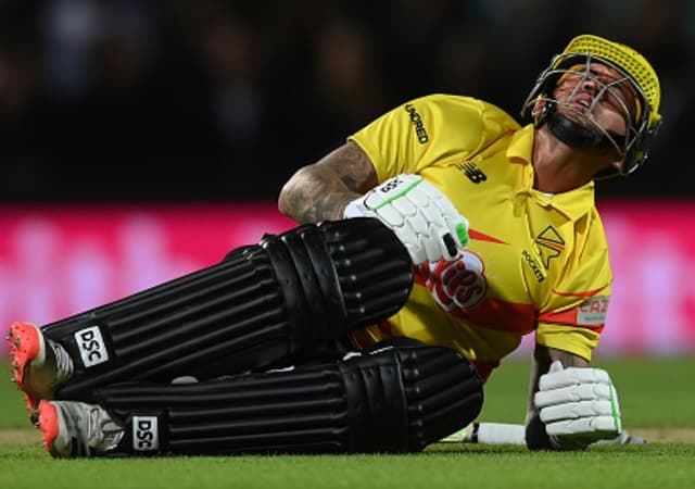 Watch: Alex Hales gets hit in the groin twice in The Hundred