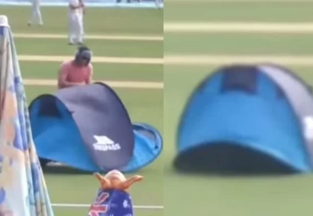 Watch: Lord's intruder Jarvo sets up a tent during a cricket game