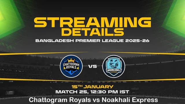 Chattogram Royals vs Noakhali Express BPL 2025-26 Match 25, Dream 11 Prediction, Fantasy Cricket
