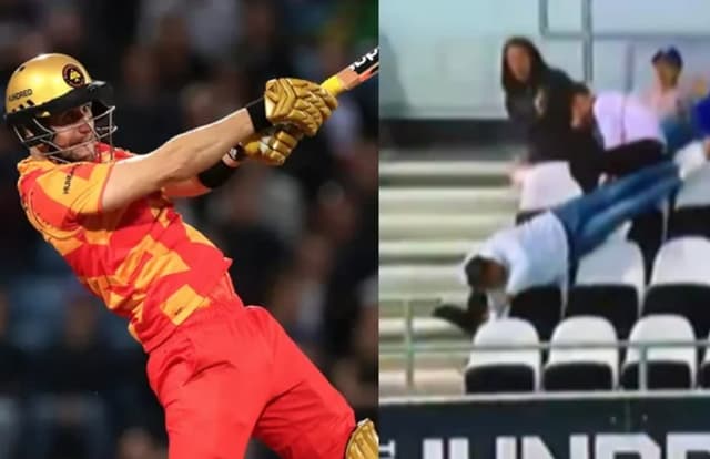 Watch: Fan gets super excited and falls over the empty seats in The Hundred
