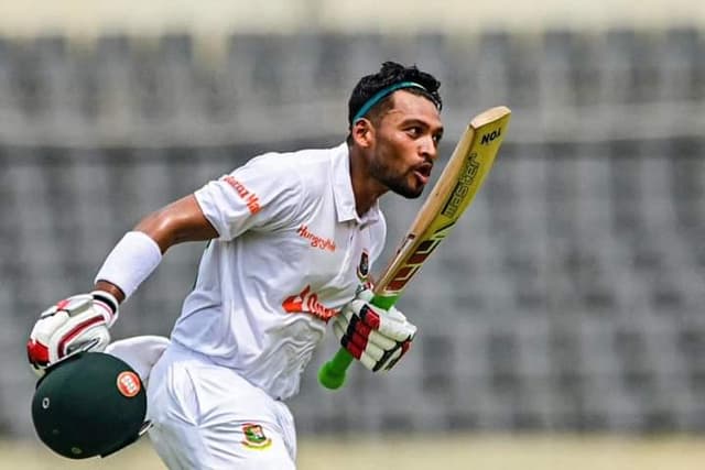 Najmul Shanto touches Mominul Haque with his record breaking dual centuries in a single test match 