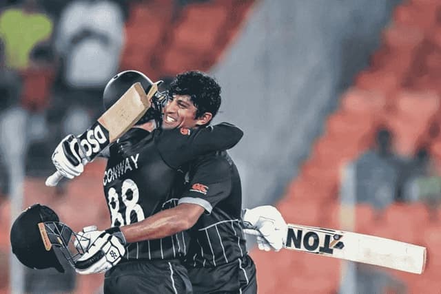 Conway and Ravindra destroy defending champs England to kickoff WC