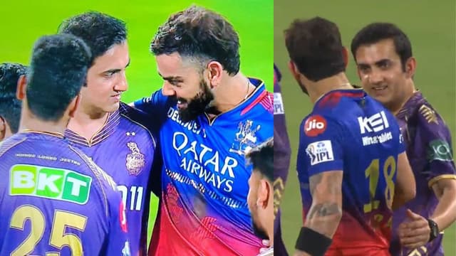 IPL 2024: Watch - Virat Kohli and Gautam Gambhir burying hatchet with internet-breaking hug during RCB vs KKR match