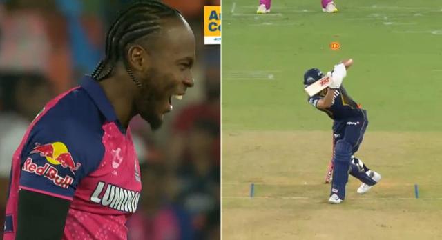 [WATCH] Jofra Archer Knocks Over Shubman Gill With a 147.7 KMPH Thunderbolt in IPL 2025, GT vs RR