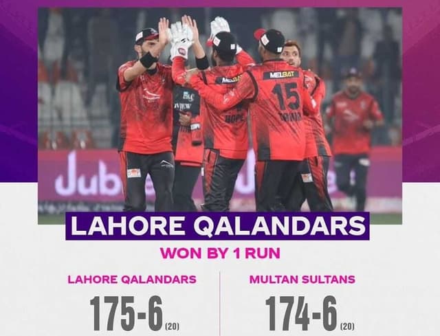 Lahore Qalandars beat Multan Sultans by 1 run in Thriller match