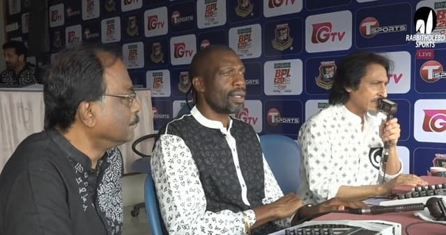 Ramiz, Ambrose, Shamim in BPL commentary box wearing special Punjabi for 21th February