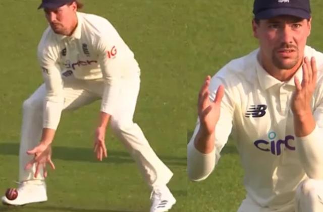 Watch: Rory Burns reacts late at slip and drops Rohit Sharma's catch