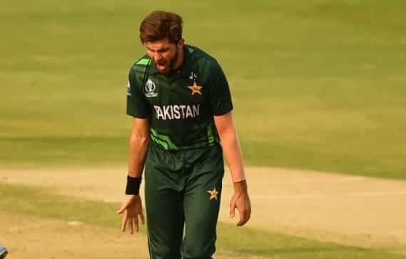 Shaheen Shah Afridi removes an Afghan spectator form the ground