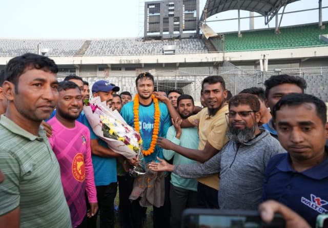 Shakib practices in Mirpur just after a day of winning national election 