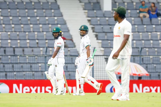 Najmul Hossain Shanto helps Bangladesh stretch lead on rain-hit day in Sylhet