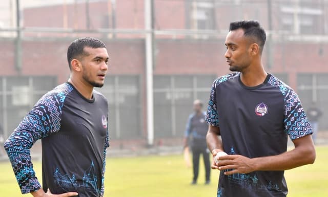Taskin enjoying bowling with Shoriful 