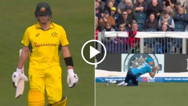 Watch: Brydon Carse's Stunning Diving Catch to Dismiss Steve Smith in 3rd ODI AUSvENG