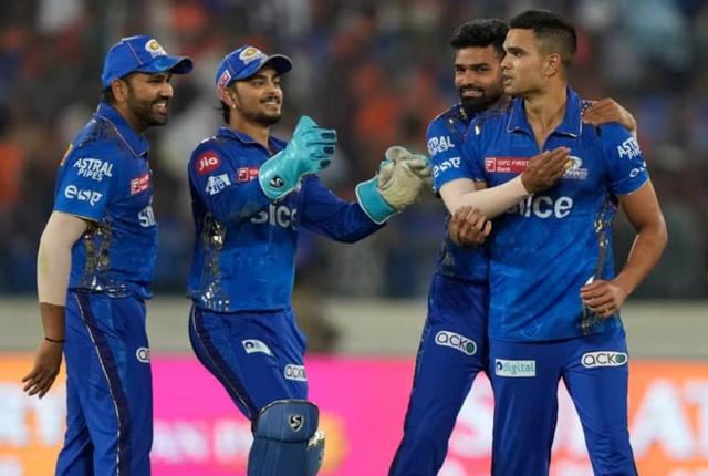 Arjun Tendulkar expresses his delight after getting his first IPL wicket