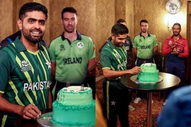 Team captains celebrate Babar Azam's birthday; Aaron Finch is giving a surprise cake